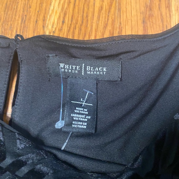 WHITE HOUSE BLACK MARKET BLACK VELVET BURNOUT SHORT SLEEVE DRESS L - Picture 9 of 10